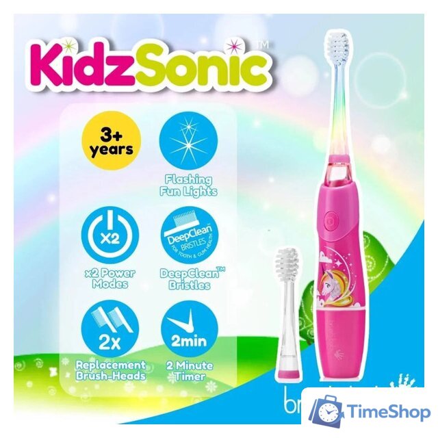 Электрическая зубная щетка Brush-Baby KidzSonic Unicorn - Изображение №3 — Интернет-магазин Time-Shop
