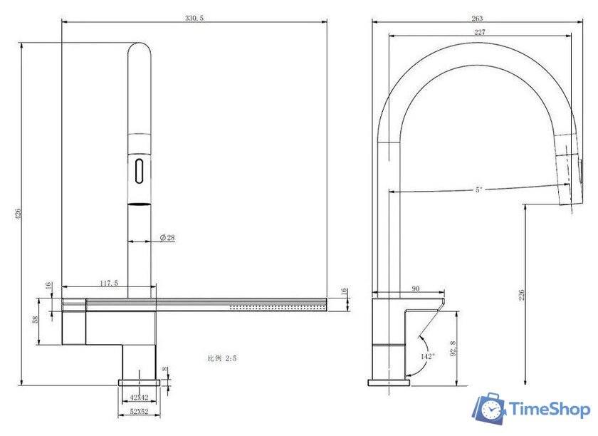 Смеситель Vieir V15014-G - Изображение №2 — Интернет-магазин Time-Shop