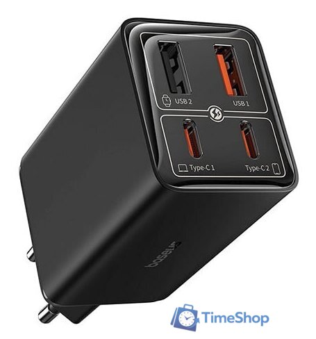 Сетевое зарядное Baseus GaN6 Pro Fast Charger 2C+2U 65W P10162701113-00 (черный) - Изображение №1 — Интернет-магазин Time-Shop