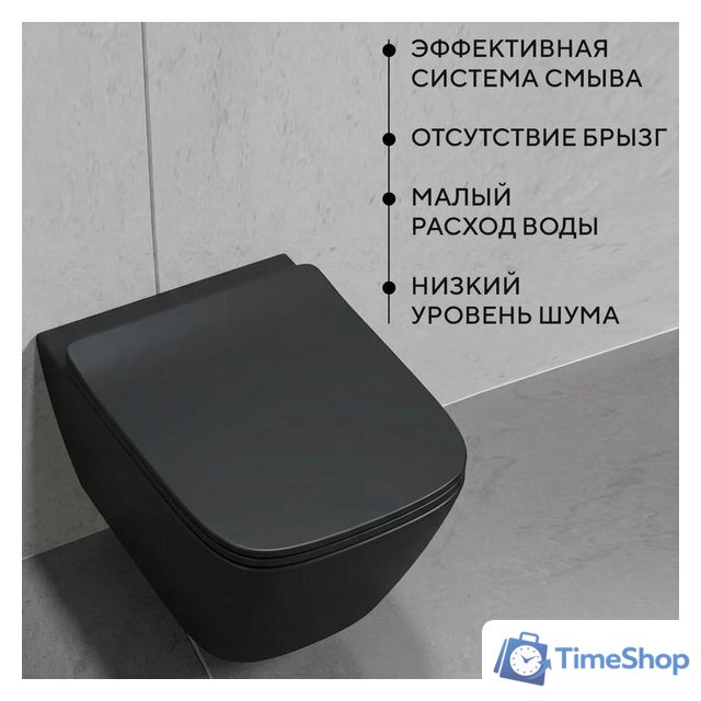 Унитаз подвесной Lauter Magdeburg 21103EC + AM.PM PrimeFit I012709.0151 (черный матовый хром глянцевый, с кнопкой смыва) - Изображение №6 — Интернет-магазин Time-Shop