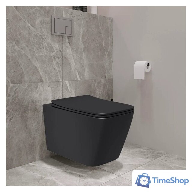 Унитаз подвесной Lauter Magdeburg 21103EC + AM.PM PrimeFit I012709.0151 (черный матовый хром глянцевый, с кнопкой смыва) - Изображение №14 — Интернет-магазин Time-Shop