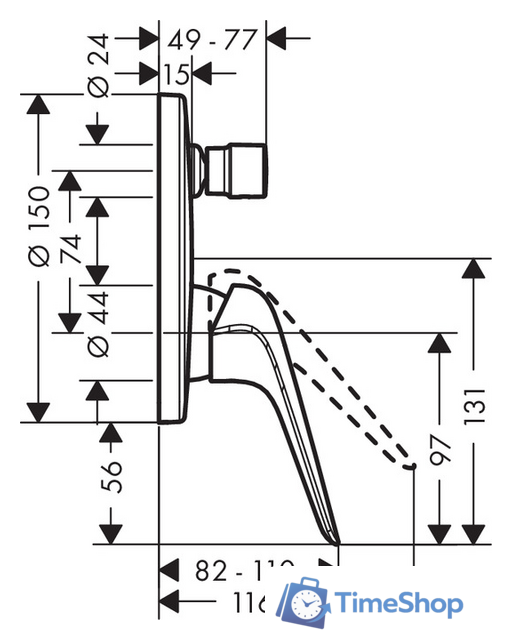 Смеситель Hansgrohe Novus 71045000 - Изображение №3 — Интернет-магазин Time-Shop