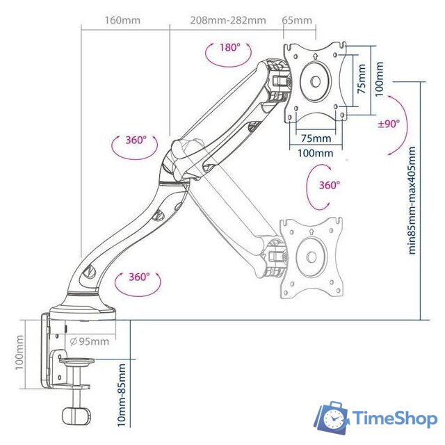 Кронштейн для монитора Arm Media LCD-T21 (белый) - Изображение №5 — Интернет-магазин Time-Shop