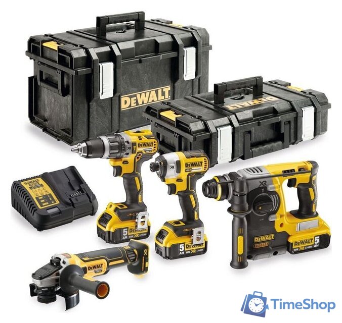  DeWalt DCK422P3 (шуруповерт, винтоверт, перфоратор, болгарка, 3 АКБ, 2 кейка) - Изображение №1 — Интернет-магазин Time-Shop