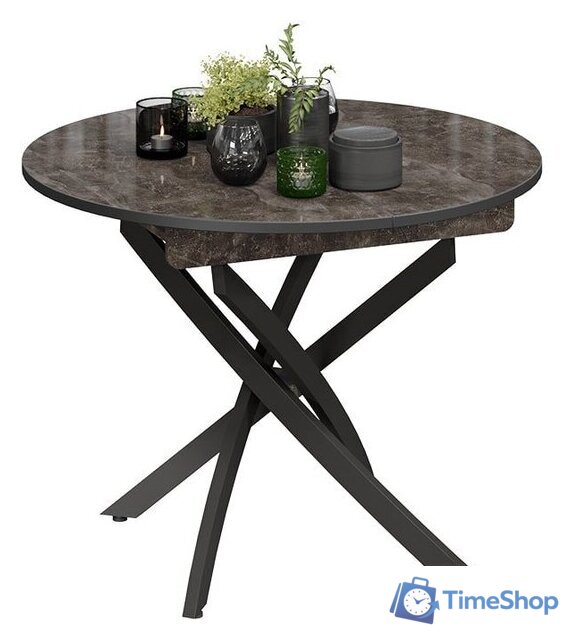 Кухонный стол Трия Diamond тип 3 (черный муар/ателье темный глянец) - Изображение №1 — Интернет-магазин Time-Shop