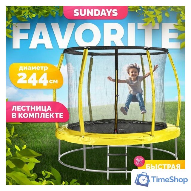 Батут Sundays Favorite Premium 8FT (желтый, с сеткой, с лестницей) - Изображение №1 — Интернет-магазин Time-Shop
