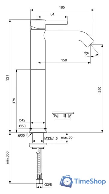 Смеситель Ideal Standard Ceraline BC269XG - Изображение №3 — Интернет-магазин Time-Shop