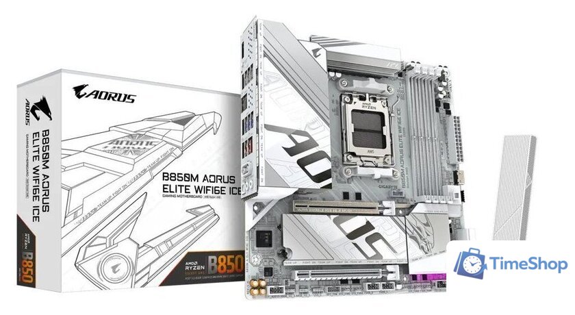 Материнская плата Gigabyte B850M Aorus Elite WiFi6E Ice (rev. 1.1) - Изображение №6 — Интернет-магазин Time-Shop