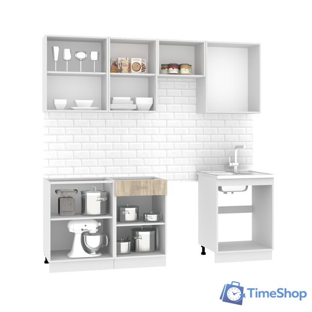 Готовая кухня Mio Tesoro Экстра-лайт 2.2 без столешницы (дуб сонома) - Изображение №3 — Интернет-магазин Time-Shop