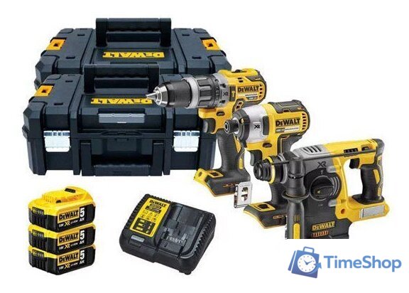  DeWalt DCK368P3T (шуруповерт, винтоверт, перфоратор, 3 АКБ, кейс) - Изображение №1 — Интернет-магазин Time-Shop