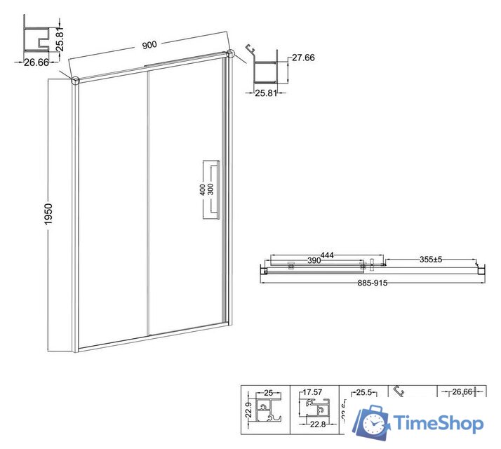 Душевая дверь Niagara Nova NG-34-9AGR 90x195 (графит/прозрачное стекло) - Изображение №10 — Интернет-магазин Time-Shop