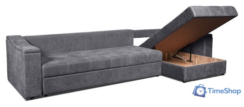 Угловой диван Анмикс Бергамо (серый велюр) - Изображение №2 — Интернет-магазин Time-Shop