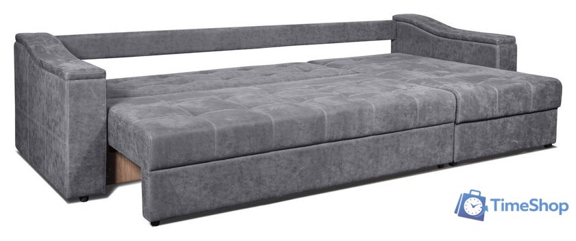 Угловой диван Анмикс Бергамо (серый велюр) - Изображение №3 — Интернет-магазин Time-Shop