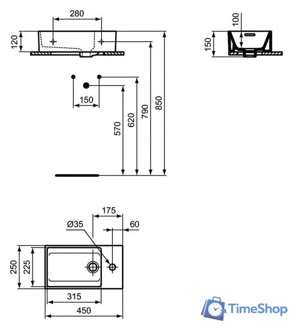 Умывальник Ideal Standard T373401 - Изображение №5 — Интернет-магазин Time-Shop