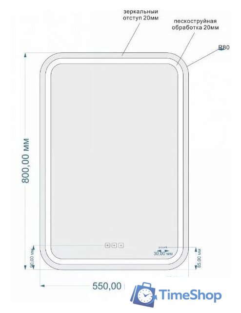  Cersanit Зеркало LED 050 Pro 55x80 - Изображение №3 — Интернет-магазин Time-Shop