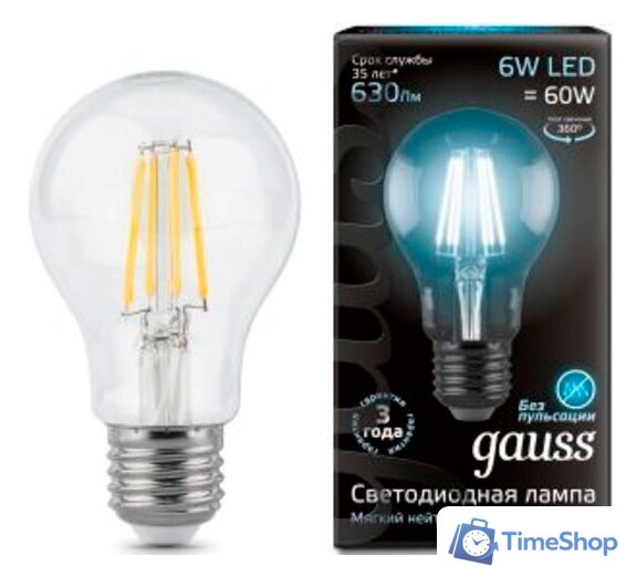 Светодиодная лампочка Gauss E27 6Вт 4100К [102802206] - Изображение №1 — Интернет-магазин Time-Shop