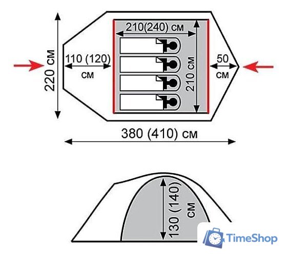 Экспедиционная палатка TRAMP Mountain 4 v2 (зеленый) - Изображение №16 — Интернет-магазин Time-Shop