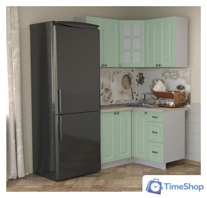 Готовая кухня Интерлиния Мила Деко 1.2x1.2 (мята/травертин серый) - Изображение №2 — Интернет-магазин Time-Shop