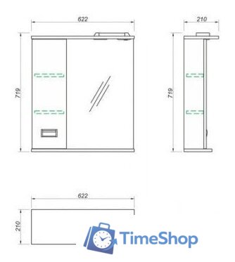  Какса-А Шкаф с зеркалом Пикколо 62 (левый) - Изображение №2 — Интернет-магазин Time-Shop