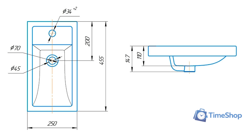 Умывальник Kirovit Фостер 450 - Изображение №4 — Интернет-магазин Time-Shop