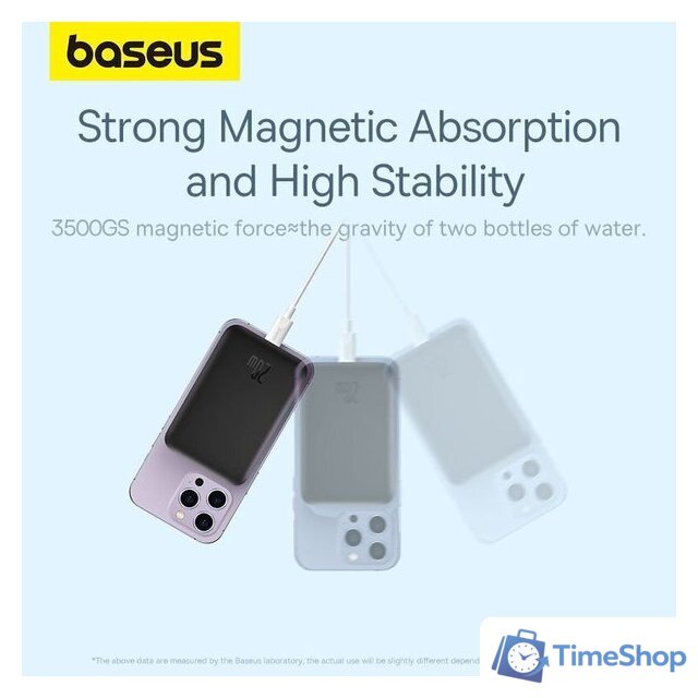 Внешний аккумулятор Baseus Magnetic Mini Air Wireless Fast Charge Power Bank 20W 10000mAh (сиреневый) - Изображение №11 — Интернет-магазин Time-Shop