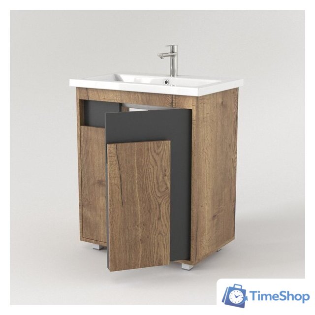  Дабер Тумба под умывальник 015 Тобага/Эридан/Артвин 60 Т15.6Т.0.22 (дуб галифакс/серый) - Изображение №3 — Интернет-магазин Time-Shop