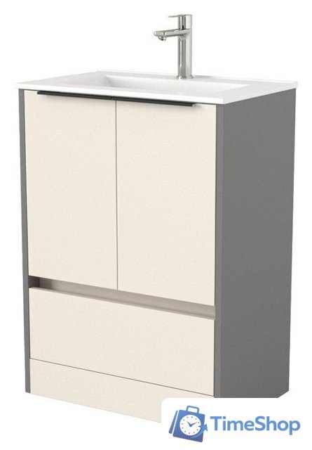  Дабер Тумба под умывальник 017 60 Т17.6.0.19Ч (бежевый/серый/ручка черная) - Изображение №1 — Интернет-магазин Time-Shop