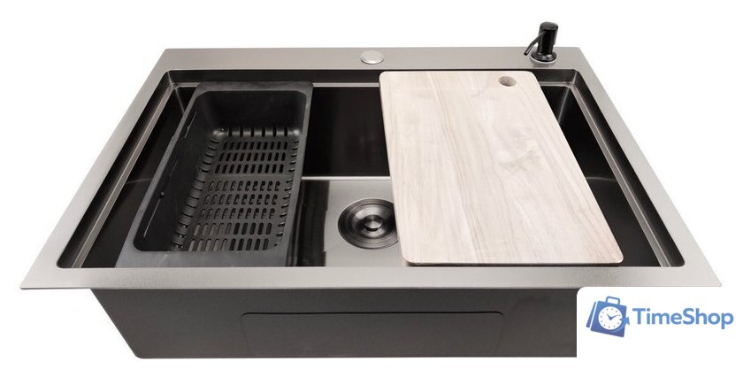Кухонная мойка Stellar S6050NB-A (нано черный, c доской) - Изображение №4 — Интернет-магазин Time-Shop