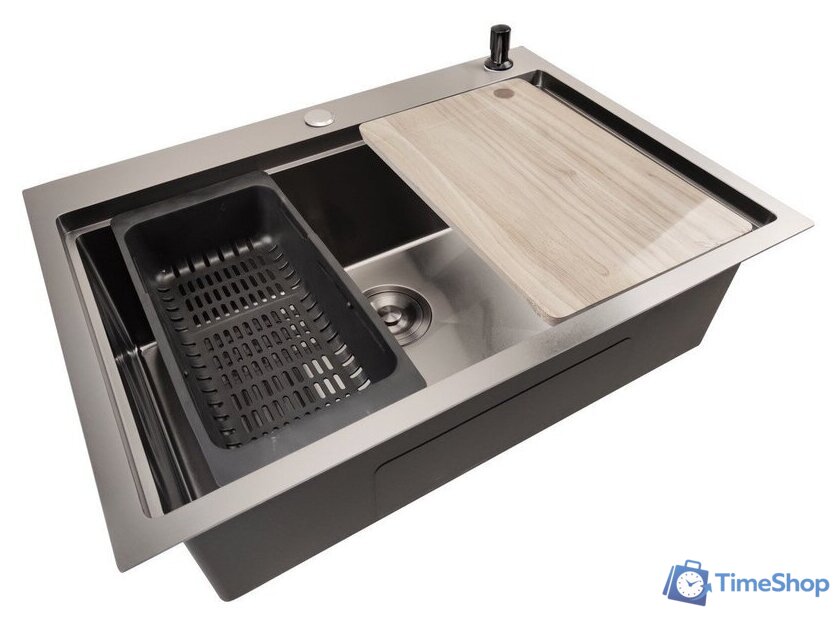 Кухонная мойка Stellar S6050NB-A (нано черный, c доской) - Изображение №3 — Интернет-магазин Time-Shop