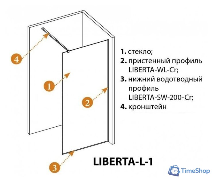Душевая стенка Cezares LIBERTA-L-1-140-120-C-Cr - Изображение №3 — Интернет-магазин Time-Shop