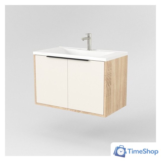  Дабер Тумба под умывальник 018 Andrea Elen 80 Т18.8А.0.18Ч (бежевый/дуб бардолино/ручка черная) - Изображение №3 — Интернет-магазин Time-Shop