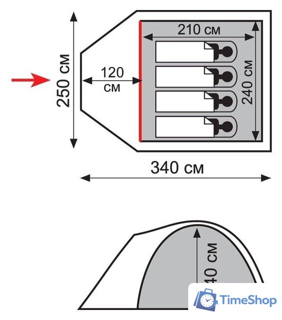 Кемпинговая палатка Totem Chinook 4 V2 - Изображение №2 — Интернет-магазин Time-Shop
