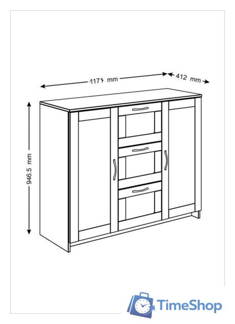 Комод Mio Tesoro Сириус 2 двери и 3 ящика 117x95 2.02.03.340.1 (белый) - Изображение №5 — Интернет-магазин Time-Shop