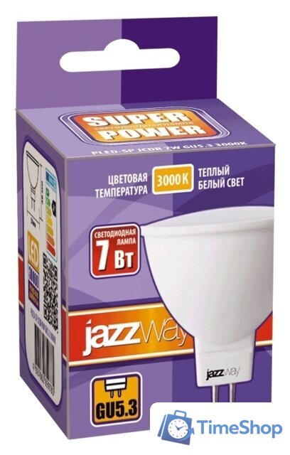 Светодиодная лампочка JAZZway PLED-SP JCDR 7w GU5.3 3000K 1033499 - Изображение №1 — Интернет-магазин Time-Shop