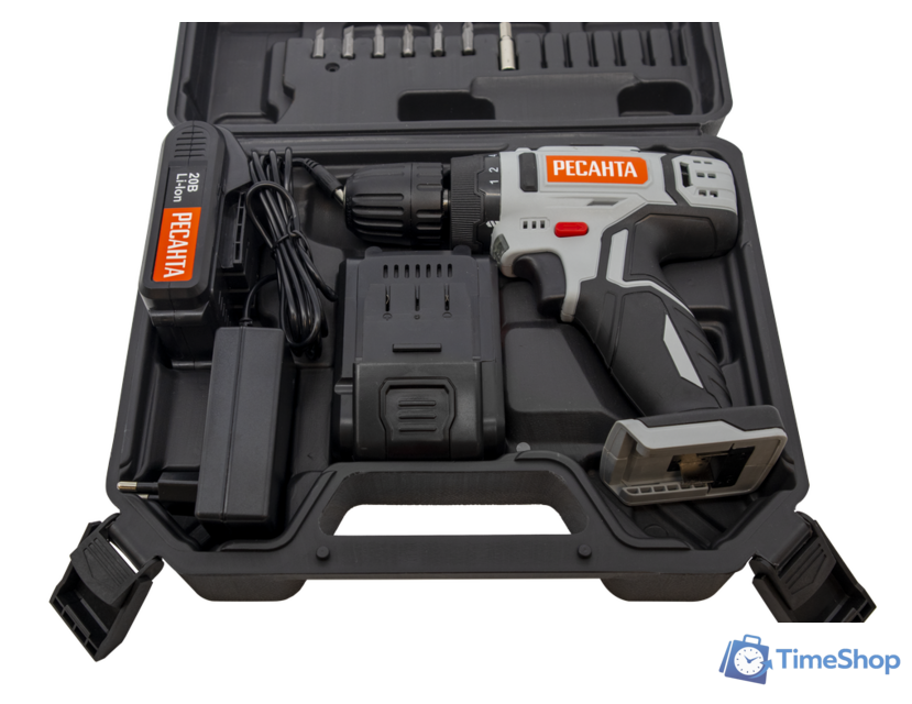 Дрель-шуруповерт Ресанта ДА-20-2ЛК (с 2-мя АКБ, кейс) - Изображение №7 — Интернет-магазин Time-Shop