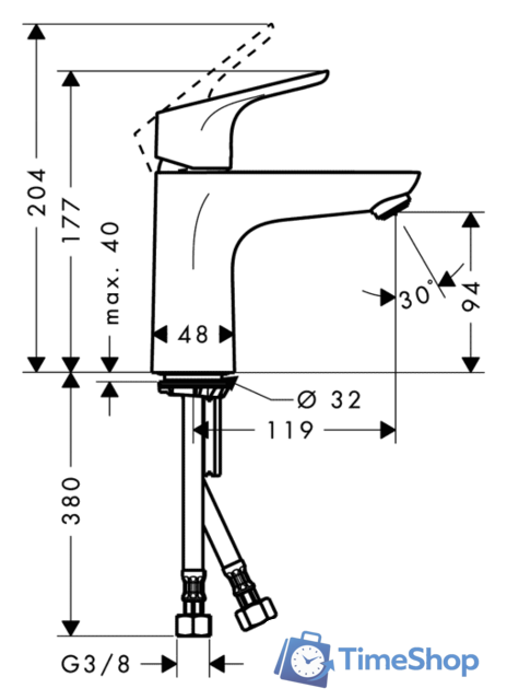 Смеситель Hansgrohe Focus 31513000 - Изображение №2 — Интернет-магазин Time-Shop