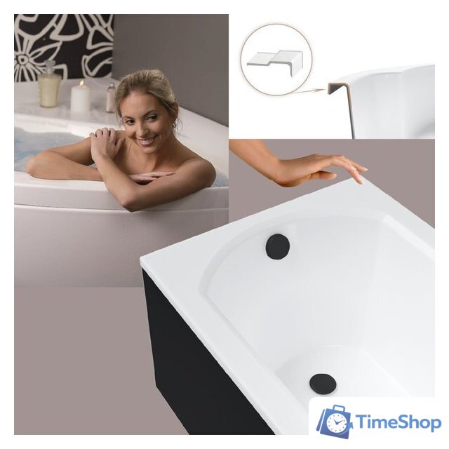 Ванна Lauter Haven 160 21202006 (с ножками, черным подголовн. черным лиц. и торц экраном) - Изображение №6 — Интернет-магазин Time-Shop