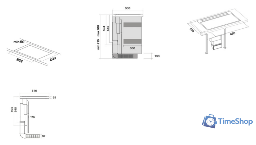 Варочная панель Falmec Sintesi Design+ 90 600 м3/ч (нержавеющая сталь) - Изображение №10 — Интернет-магазин Time-Shop