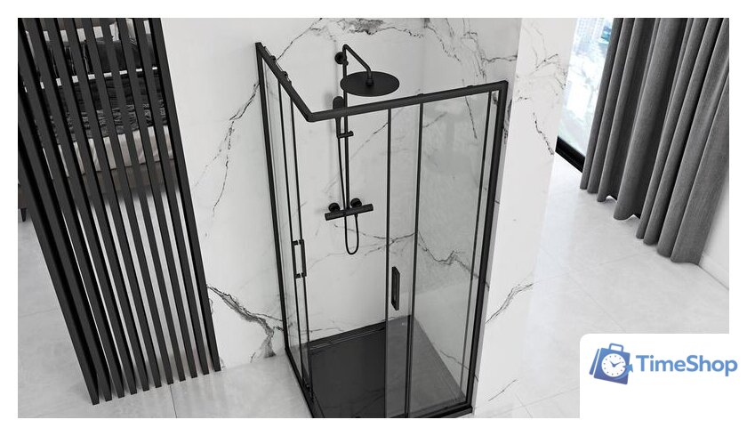 Душевой уголок Rea Punto 80x80 (черный/прозрачное стекло) - Изображение №2 — Интернет-магазин Time-Shop