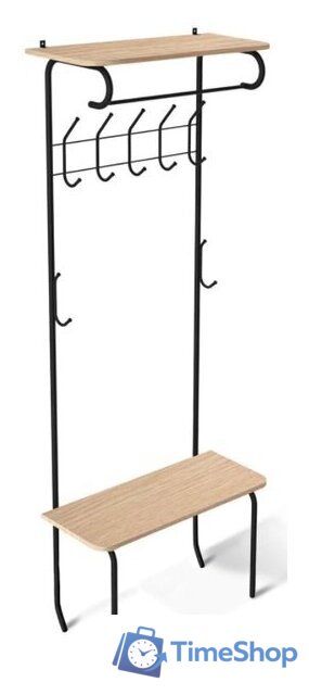 Стойка для одежды Sheffilton SHT-HW1 192404 (черный муар/дуб беленый) - Изображение №2 — Интернет-магазин Time-Shop