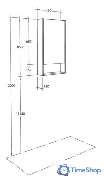  Акватон Шкаф с зеркалом Сканди 45 1A252002SDZ90 (белый/дуб рустикальный) - Изображение №2 — Интернет-магазин Time-Shop