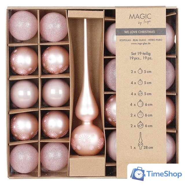 Елочная игрушка Inge's Christmas One - Two - Tree! 40565P416 (19пр, розовый) - Изображение №1 — Интернет-магазин Time-Shop