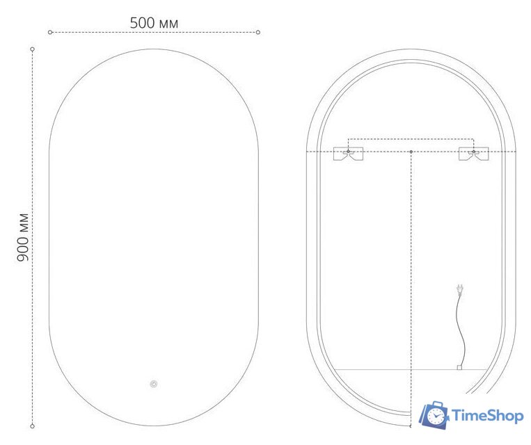  Grossman Зеркало Nero-промо LED 245090 (с сенсорным выключателем) - Изображение №3 — Интернет-магазин Time-Shop