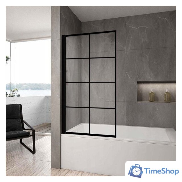 Стеклянная шторка для ванны Rea Lagos-1 Fix 80 (черный/прозрачное стекло) - Изображение №2 — Интернет-магазин Time-Shop