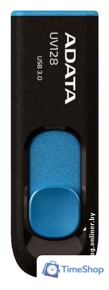 USB Flash ADATA DashDrive UV128 64GB (черный/синий) - Изображение №1 — Интернет-магазин Time-Shop