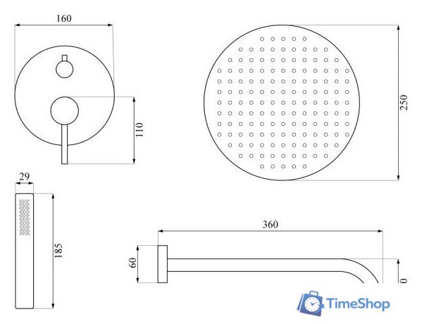 Душевая система  Calani Nexos CAL-B0021 - Изображение №7 — Интернет-магазин Time-Shop