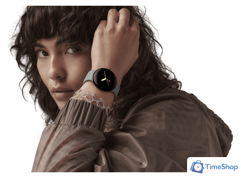 Умные часы Google Pixel Watch (глянцевый серебристый/угольный, спортивный силиконовый ремешок) - Изображение №3 — Интернет-магазин Time-Shop