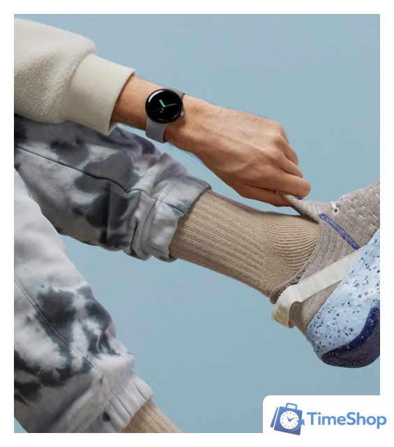 Умные часы Google Pixel Watch (глянцевый серебристый/угольный, спортивный силиконовый ремешок) - Изображение №5 — Интернет-магазин Time-Shop