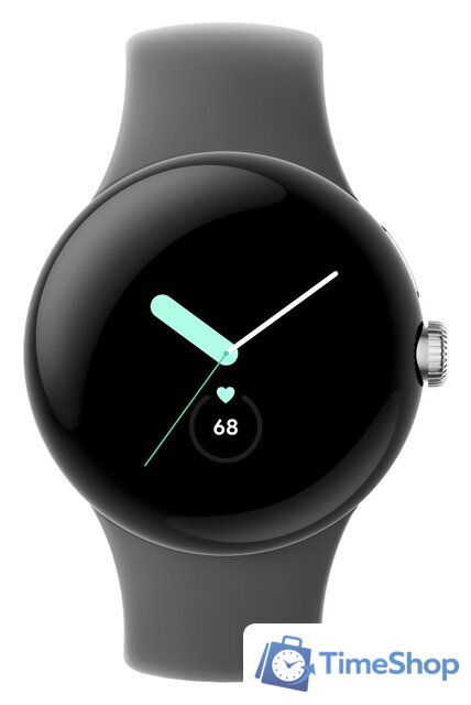 Умные часы Google Pixel Watch (глянцевый серебристый/угольный, спортивный силиконовый ремешок) - Изображение №1 — Интернет-магазин Time-Shop