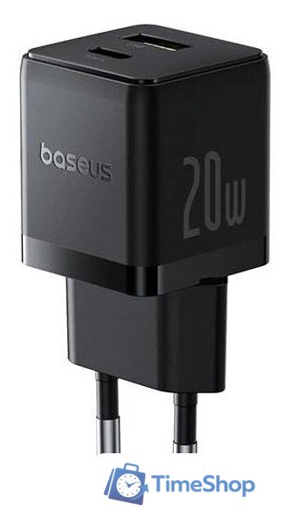 Сетевое зарядное Baseus Palm Fast Charger C+U 20W EU P10111608113-01 (черный) - Изображение №1 — Интернет-магазин Time-Shop
